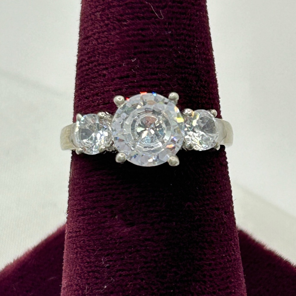 Vintage Signed STAUER Sterling Silver 3 Stone Ring